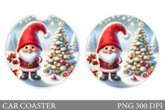 Cute Gnome Car Coaster. Christmas Car Coaster Sublimation Product Image 1