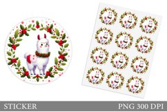 Cute Lama Sticker Design.Christmas Sticker Printable Product Image 1