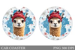 Lama Car Coaster Sublimation. Christmas Car Coaster Design Product Image 1