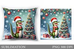 Christmas Crocodile Pillow. Christmas Pillow Sublimation Product Image 1