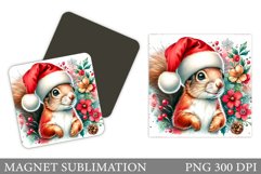 Cute Squirrel Magnet. Christmas Magnet Sublimation Product Image 1