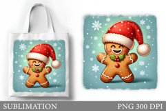 Gingerbread Tote Bag Design. Christmas Tote Bag Sublimation Product Image 1