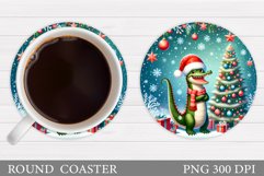 Christmas Crocodile Coaster. Christmas Coaster Sublimation Product Image 1