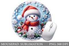 Snowman Mouse Pad Design. Christmas Mouse Pad Sublimation Product Image 1