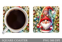 Christmas Gnome Coaster. Christmas Coaster Sublimation Product Image 1