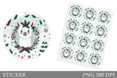 Cute Lama Sticker Design.Christmas Sticker Printable Product Image 1