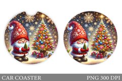 Cute Gnome Car Coaster. Christmas Car Coaster Sublimation Product Image 1