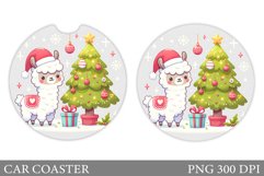 Lama Car Coaster Sublimation. Christmas Car Coaster Design Product Image 1