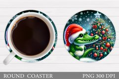 Christmas Crocodile Coaster. Christmas Coaster Sublimation Product Image 1