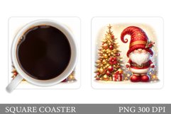 Christmas Gnome Coaster. Christmas Coaster Sublimation Product Image 1