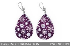 Snowflakes Earring Sulimation. Teardrop Snowflakes Earring Product Image 1