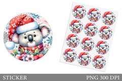 Cute Koala Sticker Design.Christmas Sticker Printable Product Image 1