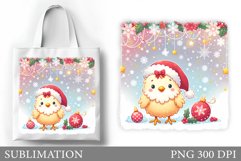 Christmas Chicken Tote Bag. Christmas Tote Bag Design Product Image 1