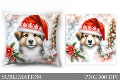 Cute Dog Pillow Design. Christmas Pillow Sublimation Product Image 1