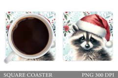 Christmas Raccoon Coaster. Christmas Coaster Sublimation Product Image 1
