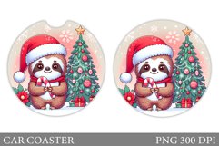 Cute Sloth Car Coaster. Cute Sloth Coaster Sublimation Product Image 1