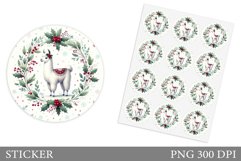 Cute Lama Sticker Design.Christmas Sticker Printable Product Image 1