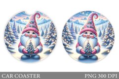 Christmas Gnome Car Coaster. Christmas Car Coaster Design Product Image 1