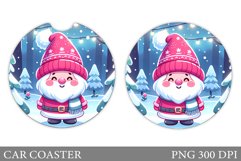 Cute Gnome Car Coaster. Christmas Car Coaster Sublimation Product Image 1