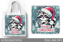 Christmas Raccoon Tote Bag. Christmas Tote Bag Sublimation Product Image 1