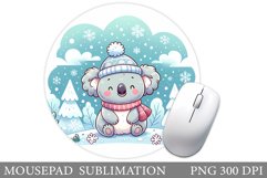 Cute Koala Mouse Pad Design. Christmas Mouse Pad Sublimation Product Image 1