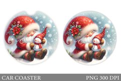 Christmas Gnome Car Coaster. Christmas Car Coaster Design Product Image 1