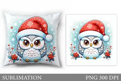 Cute Owl Pillow Design. Christmas Pillow Sublimation Product Image 1