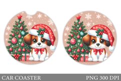 Cute Dog Car Coaster. Christmas Car Coaster Sublimation Product Image 1