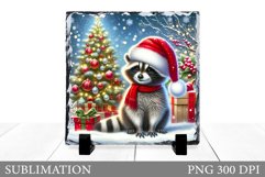 Christmas Raccoon Sublimation. Christmas Raccoon Slate Product Image 1