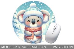 Cute Koala Mouse Pad Design. Christmas Mouse Pad Sublimation Product Image 1