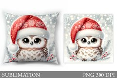Cute Owl Pillow Design. Christmas Pillow Sublimation Product Image 1