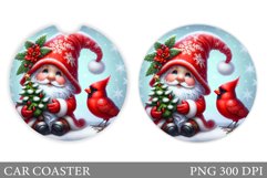 Cute Gnome Car Coaster. Christmas Car Coaster Sublimation Product Image 1