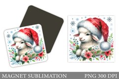 Christmas Lamb Magnet. Christmas Magnet Sublimation Product Image 1