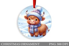 Cute Cow Christmas Ornament. Christmas Ornament Sublimation Product Image 1