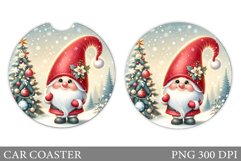 Cute Gnome Car Coaster. Christmas Car Coaster Sublimation Product Image 1