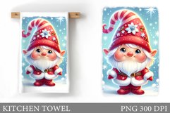 Christmas Kitchen Towel. Christmas Gnome Kitchen Towel Product Image 1