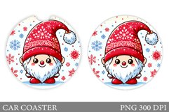 Cute Gnome Car Coaster. Christmas Car Coaster Sublimation Product Image 1