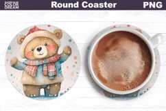 Coaster Round Christmas | Baby Bear Coaster Sublimation Product Image 1