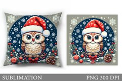 Cute Owl Pillow Design. Christmas Pillow Sublimation Product Image 1