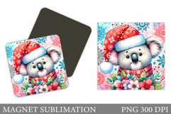 Christmas Koala Magnet Design. Christmas Magnet Sublimation Product Image 1