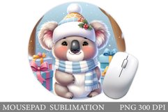 Cute Koala Mouse Pad Design. Christmas Mouse Pad Sublimation Product Image 1