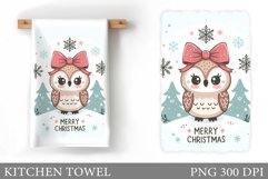 Cute Owl Kitchen Towel. Christmas Owl Kitchen Towel Design Product Image 1