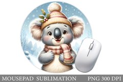 Cute Koala Mouse Pad Design. Christmas Mouse Pad Sublimation Product Image 1