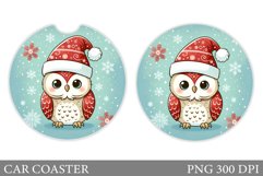 Christmas Owl Car Coaster. Christmas Car Coaster Design Product Image 1
