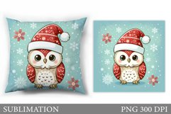 Christmas Owl Pillow Design. Christmas Pillow Sublimation Product Image 1