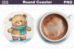 Christmas Animal Coaster Round | Baby Bear Coaster Design Product Image 1