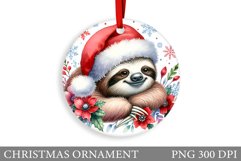 Cute Sloth Christmas Ornament. Christmas Sloth Sublimation Product Image 1