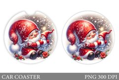Cute Gnome Car Coaster. Christmas Car Coaster Sublimation Product Image 1