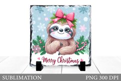 Christmas Sloth Sublimation. Christmas Sloth Slate Design Product Image 1