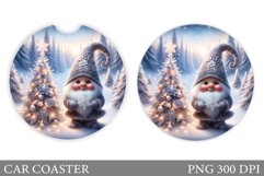 Christmas Gnome Car Coaster. Christmas Car Coaster Design Product Image 1